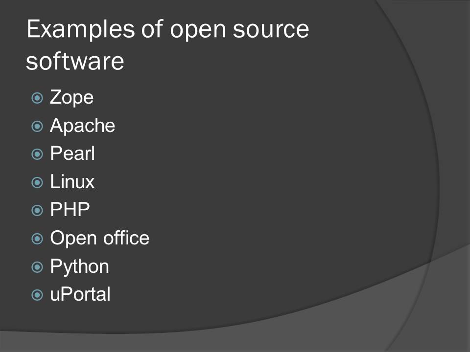 Examples of open source software