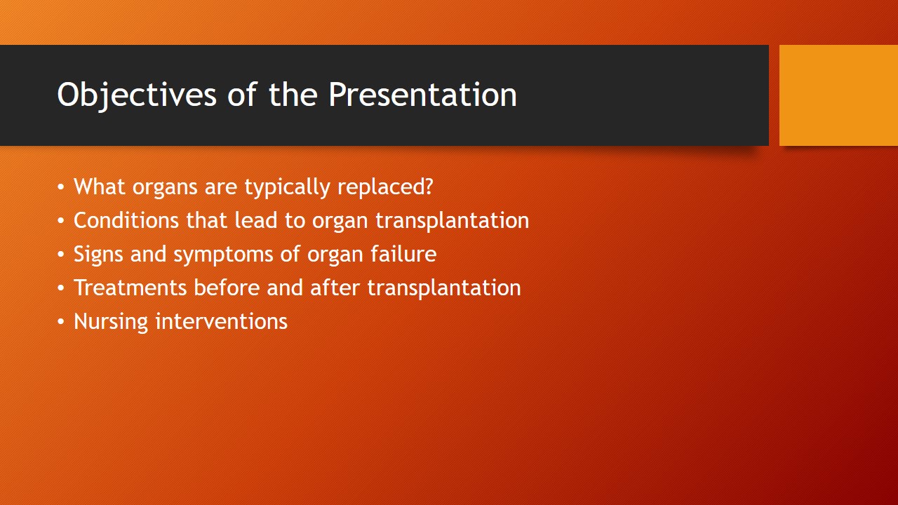 Objectives of the Presentation
