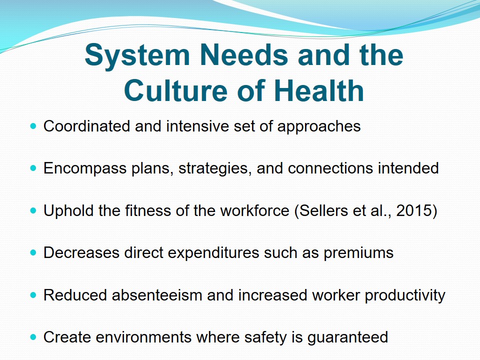 System Needs and the Culture of Health