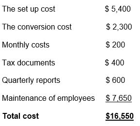 The estimated cost of the accounting services