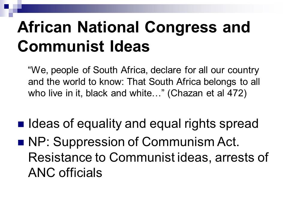 African National Congress and Communist Ideas