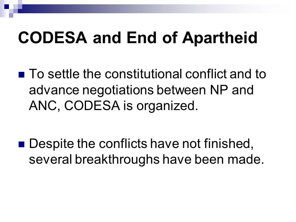 CODESA and End of Apartheid