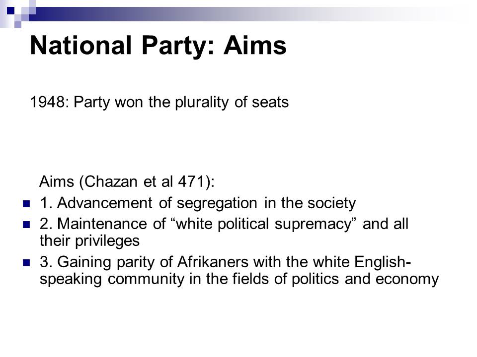 National Party: Aims