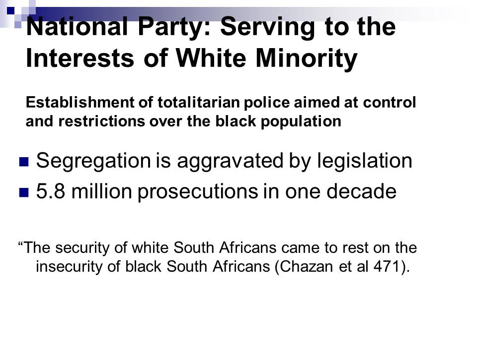 National Party: Serving to the Interests of White Minority