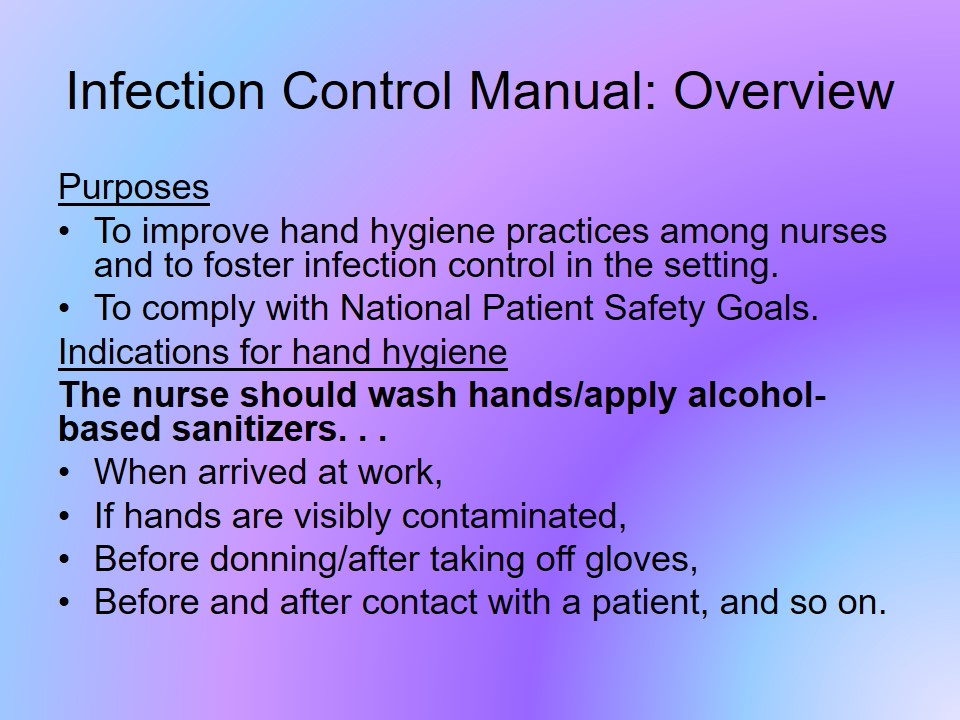 Infection Control Manual: Overview