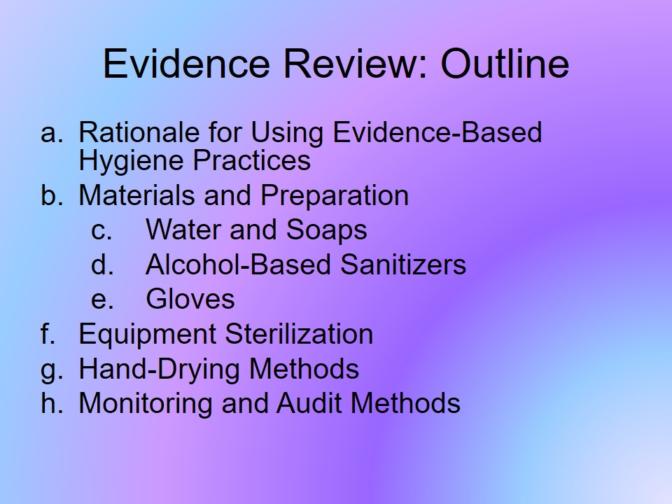 Evidence Review: Outline