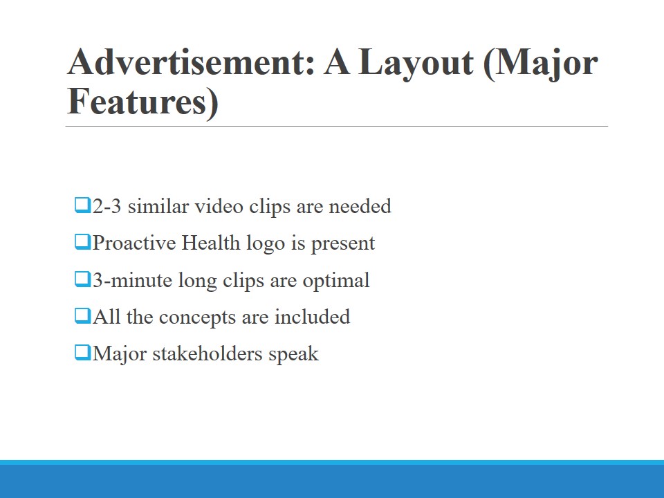 Advertisement: A Layout (Major Features)