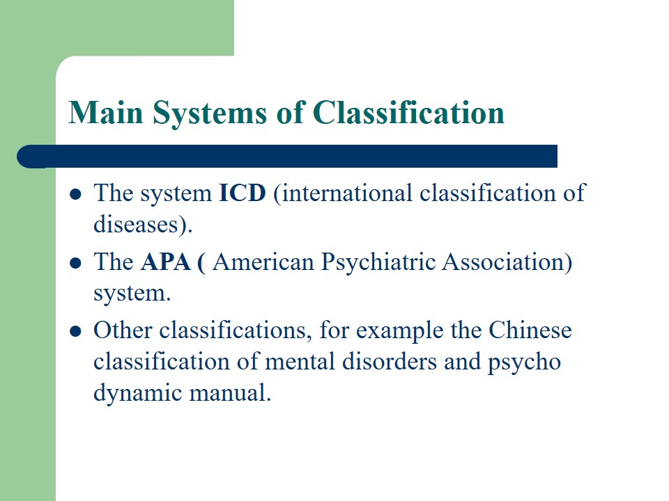 Main Systems of Classification