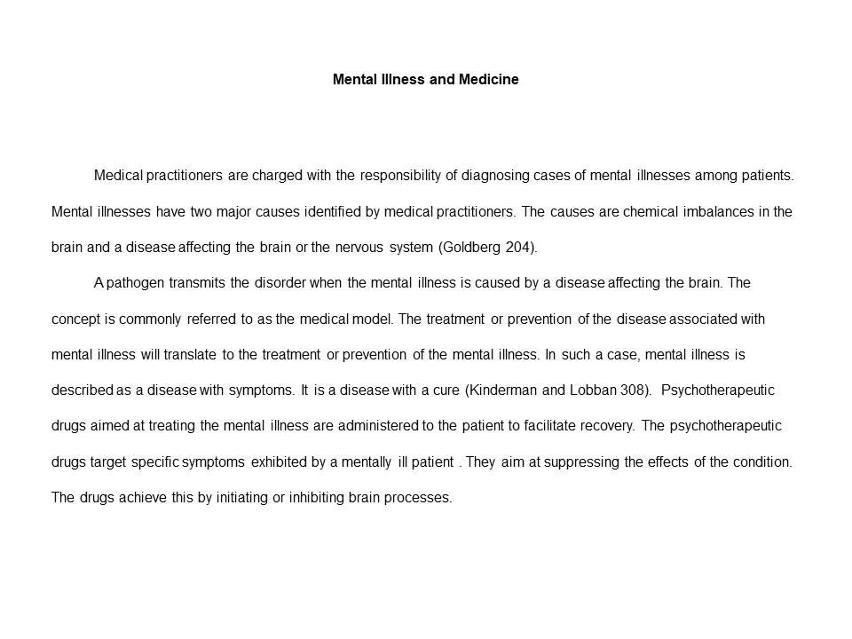 Mental Illness and Medicine