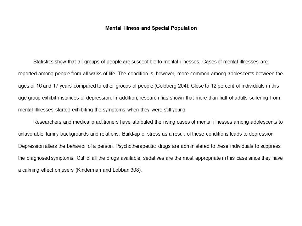 Mental Illness and Special Population