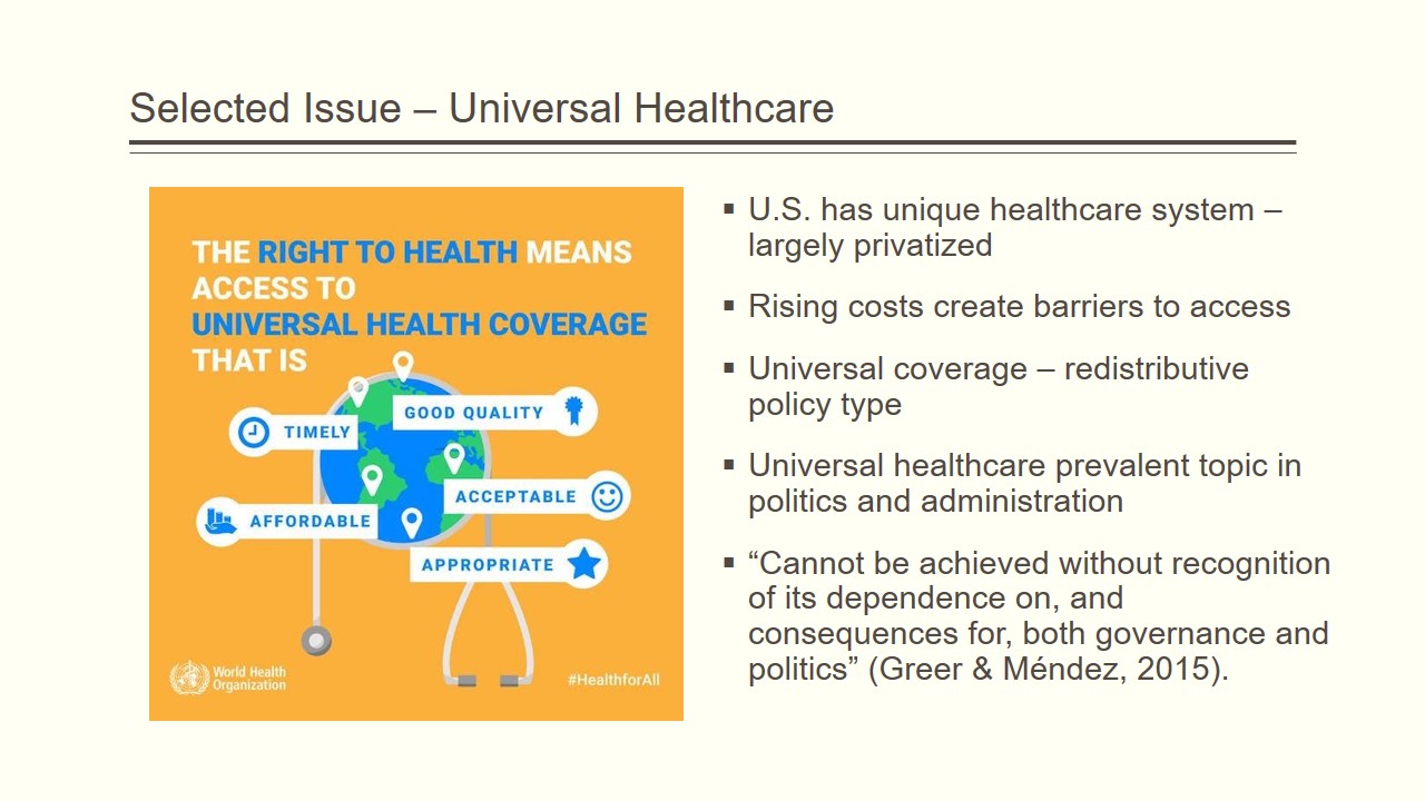 Selected Issue – Universal Healthcare