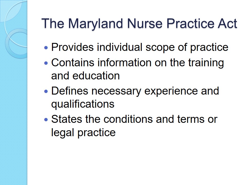 The Maryland Nurse Practice Act