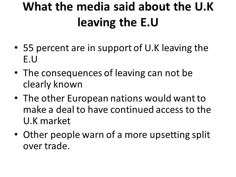 What the media said about the U.K leaving the E.U