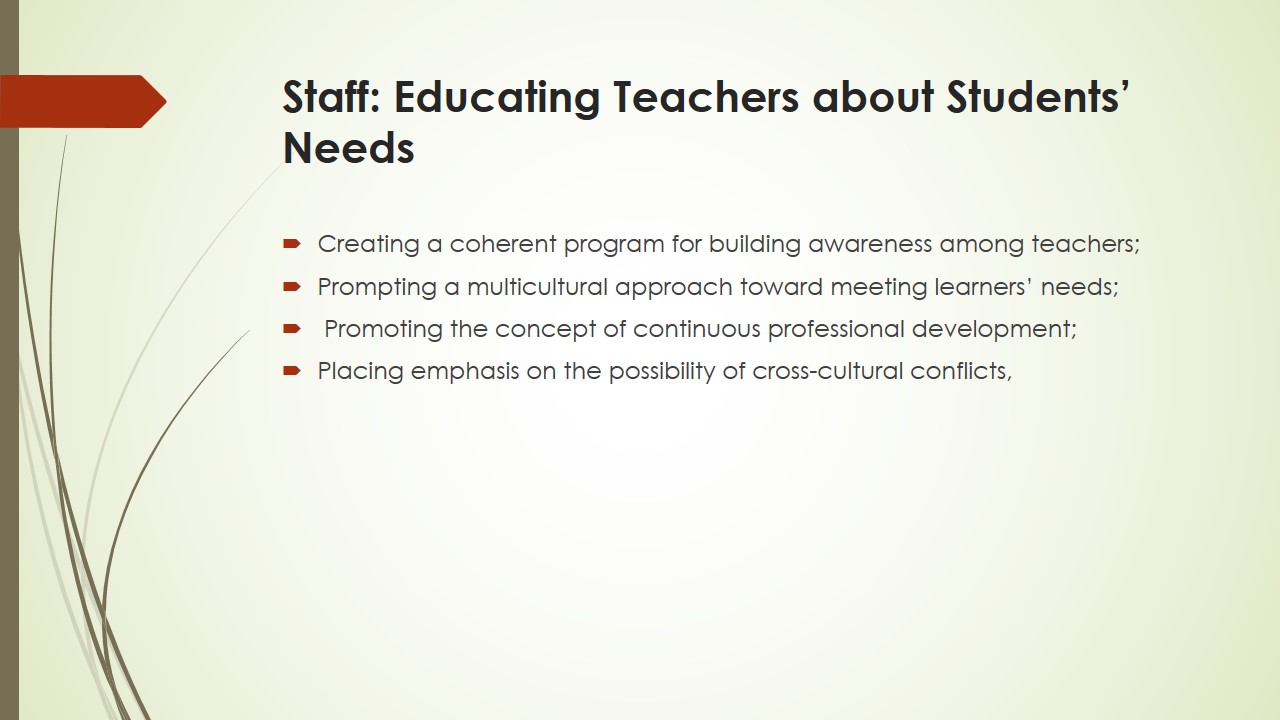 Staff: Educating Teachers about Students’ Needs