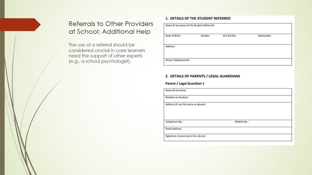 Referrals to Other Providers at School: Additional Help