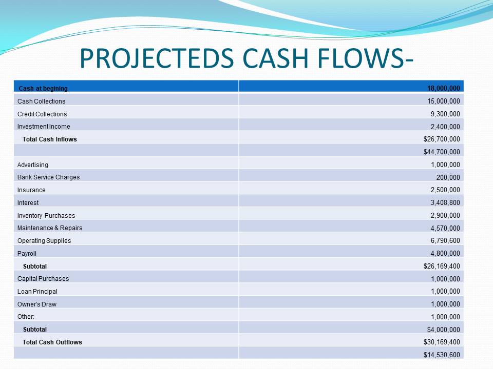 Projecteds Cash Flows