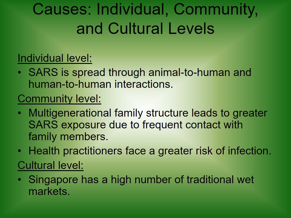 Causes: Individual, Community, and Cultural Levels