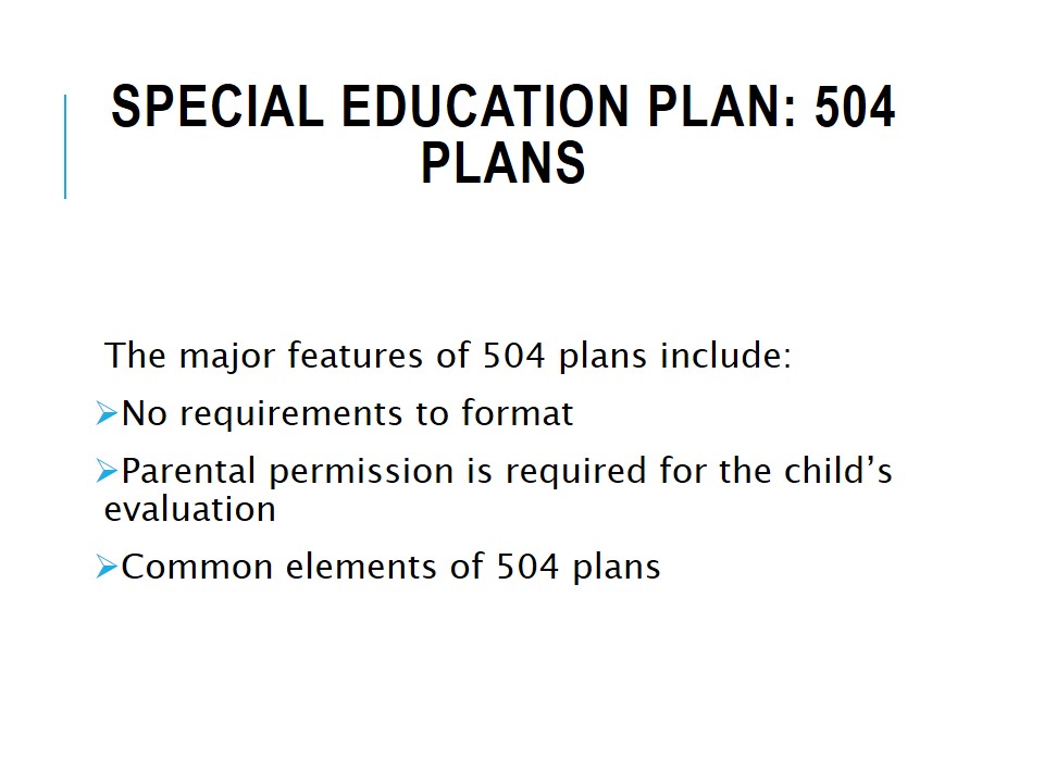 Special Education Plan: 504 plans