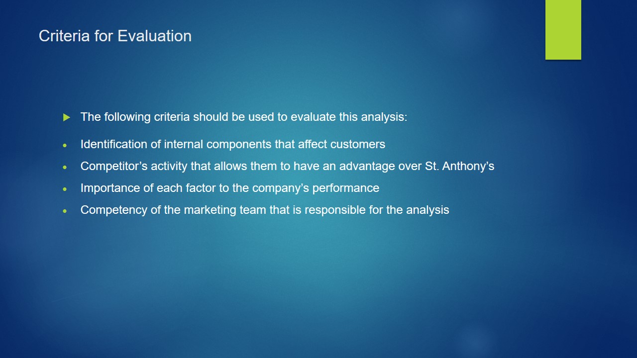 Criteria for Evaluation