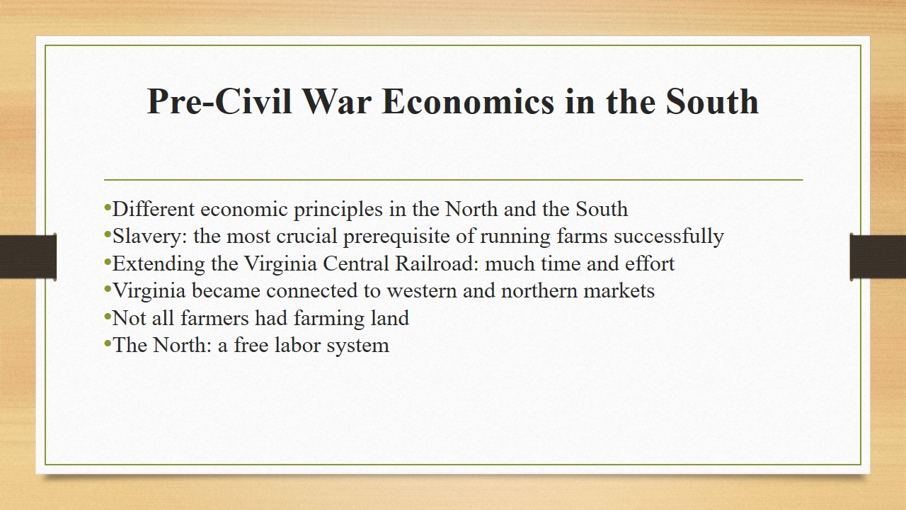 Pre-Civil War Economics in the South