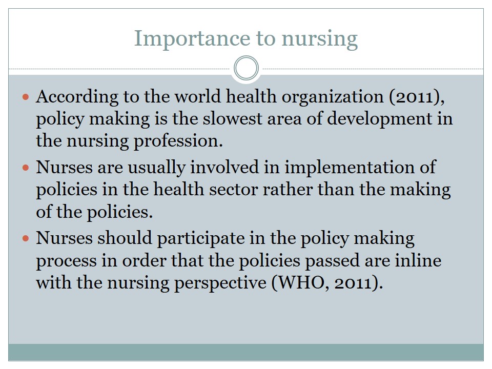 Importance to nursing