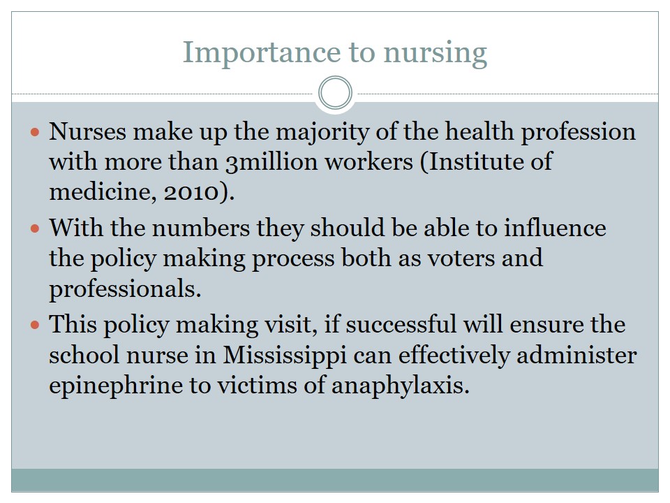 Importance to nursing
