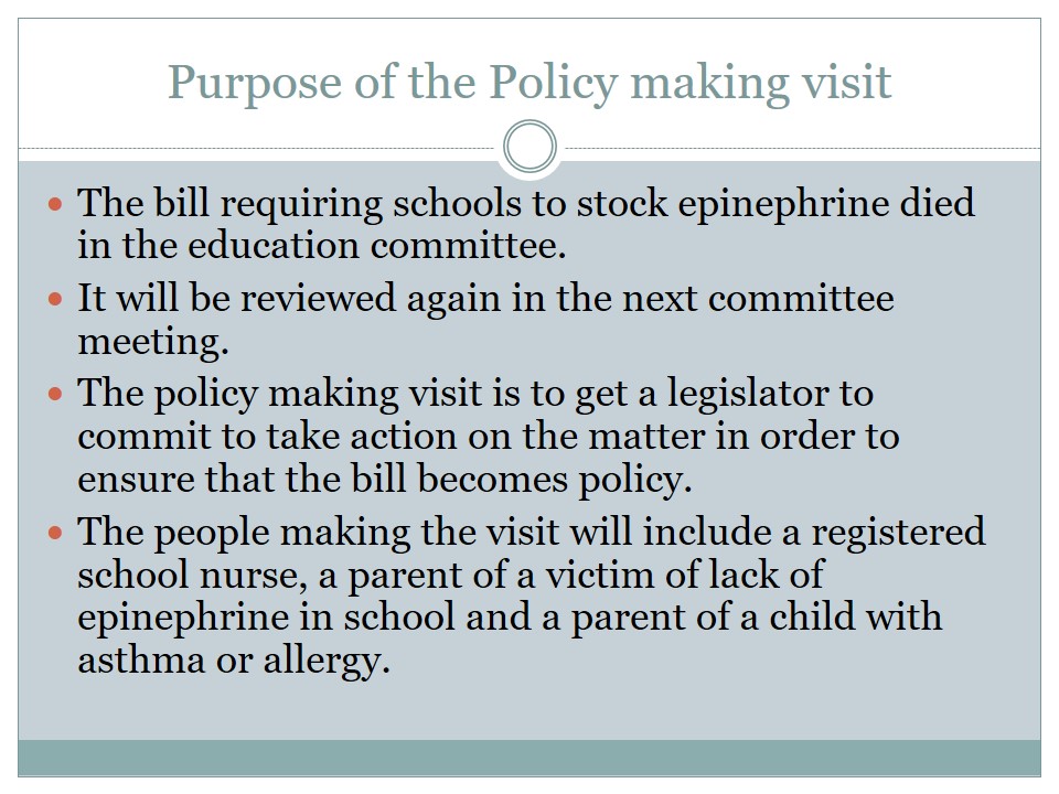 Purpose of the Policy making visit