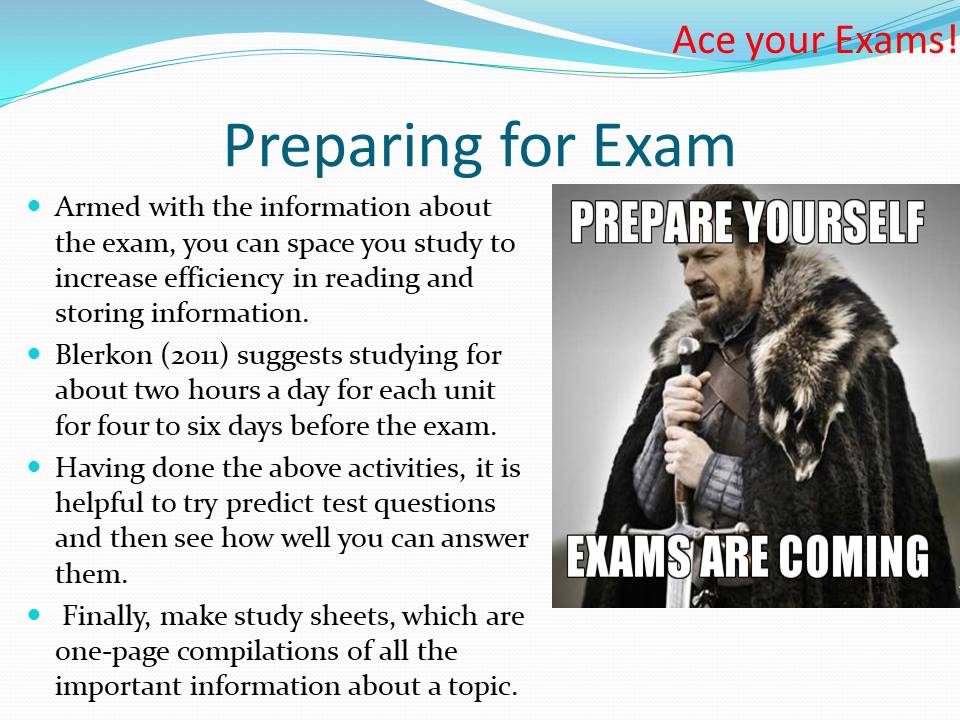 Preparing for Exam