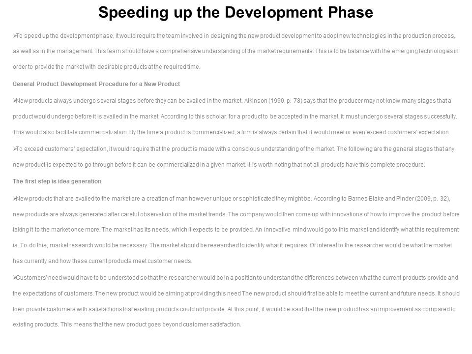 Speeding up the Development Phase