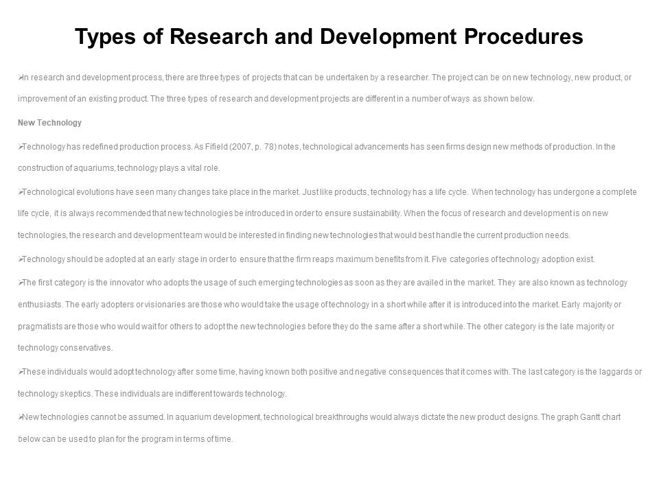 Types of Research and Development Procedures