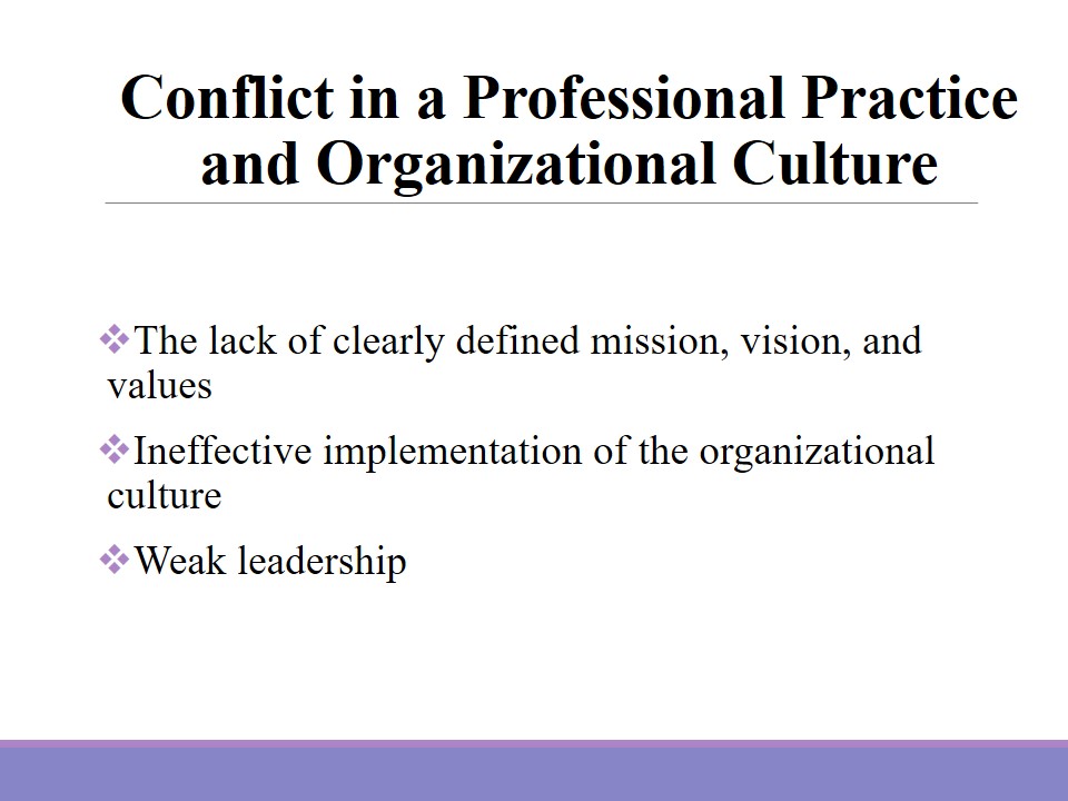 Conflict in a Professional Practice and Organizational Culture