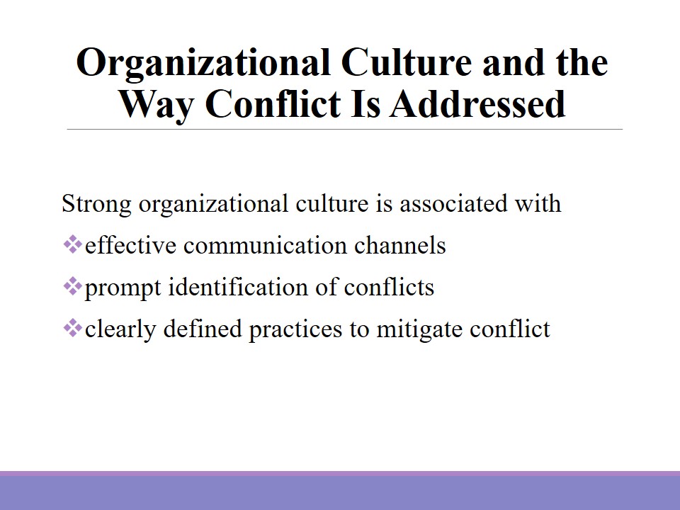 Organizational Culture and the Way Conflict Is Addressed