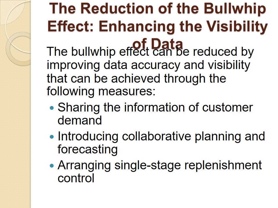 The Reduction of the Bullwhip Effect: Enhancing the Visibility of Data