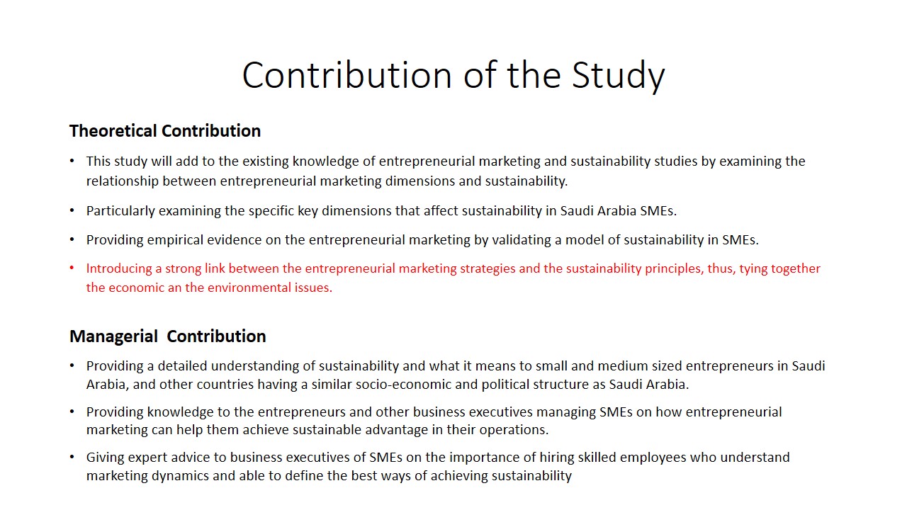 Contribution of the Study