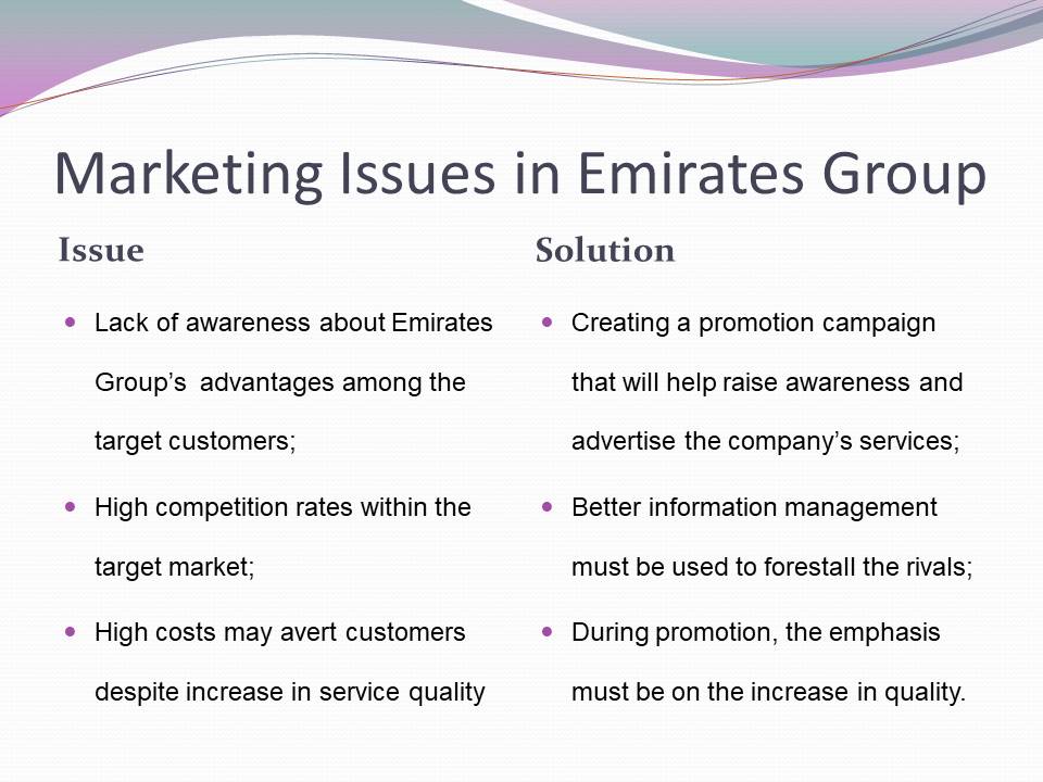 Marketing Issues in Emirates Group