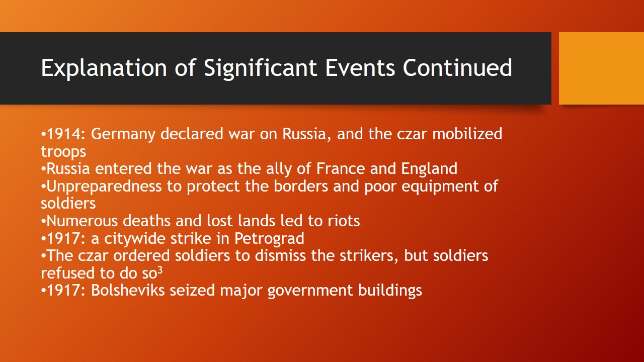 Explanation of Significant Events
