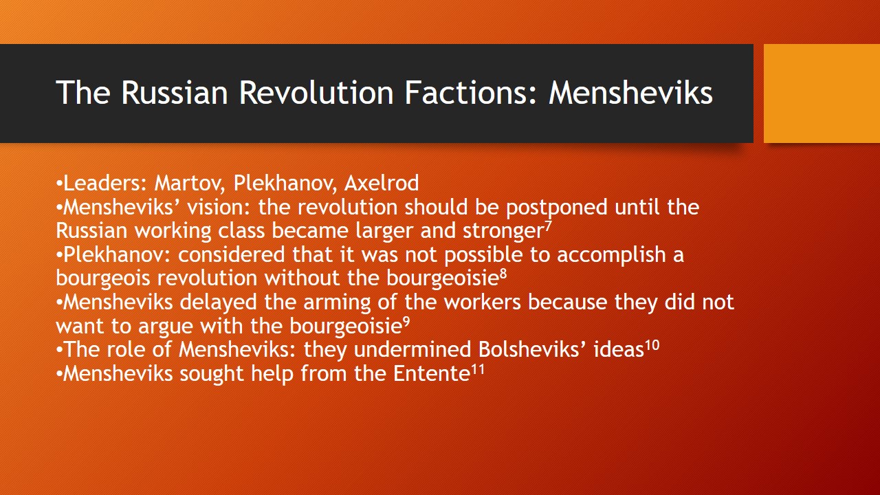 The Russian Revolution Factions: Mensheviks