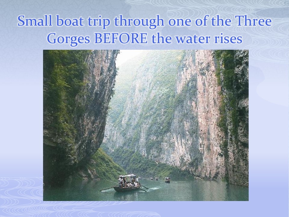 Small boat trip through one of the Three Gorges BEFORE the water rises
