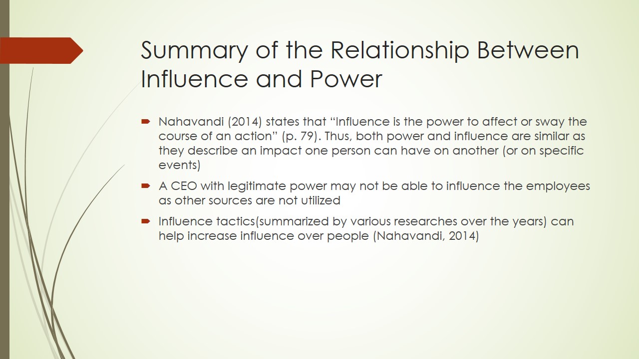 Summary of the Relationship Between Influence and Power