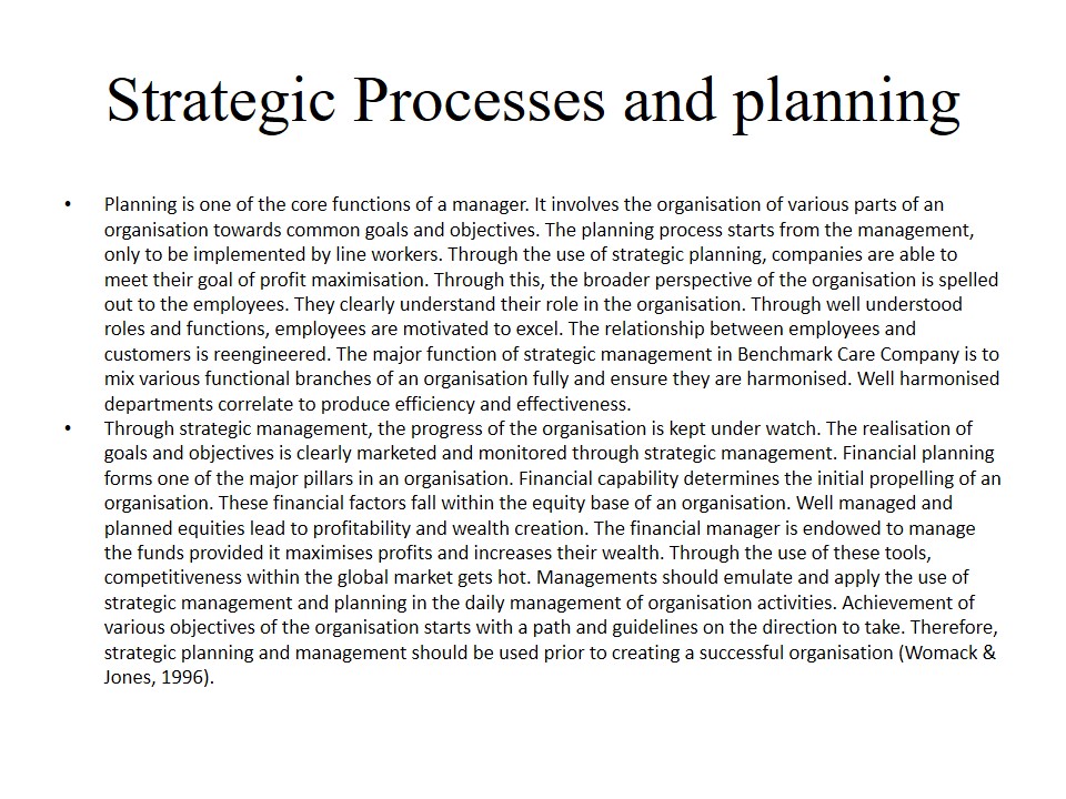 Strategic Processes and planning