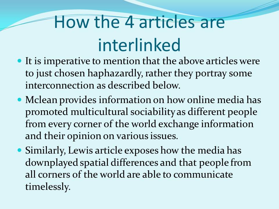 How the 4 articles are interlinked