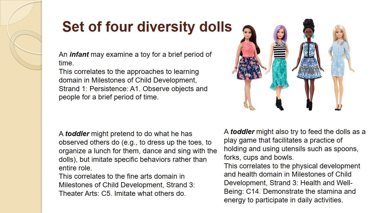 Set of four diversity dolls