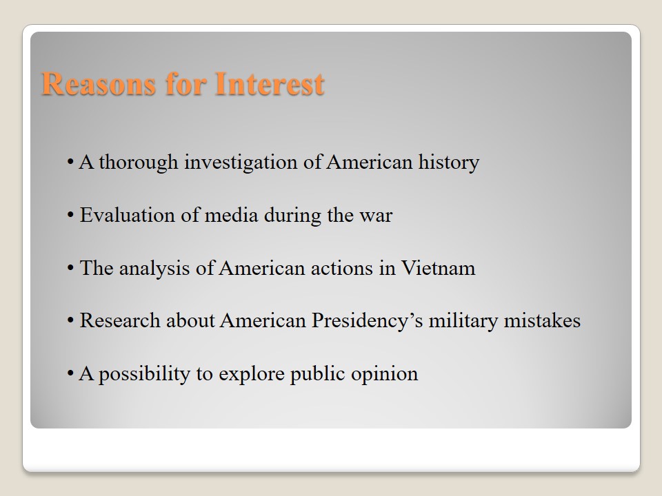 Reasons for Interest