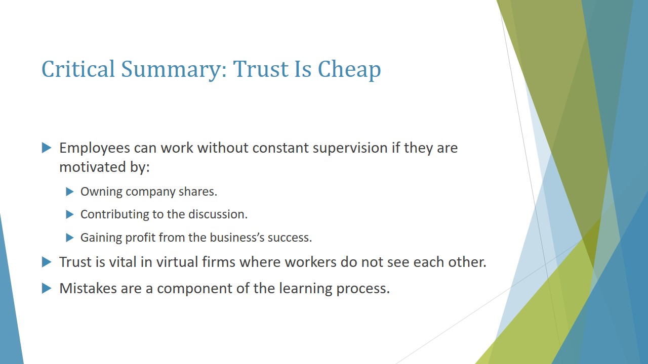 Critical Summary: Trust Is Cheap