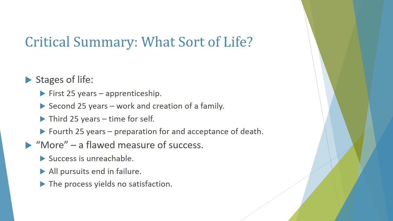 Critical Summary: What Sort of Life?