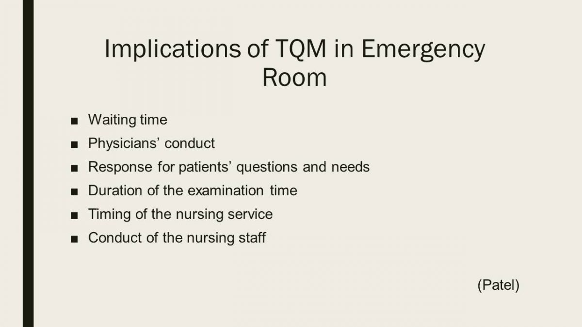 Implications of TQM in Emergency Room