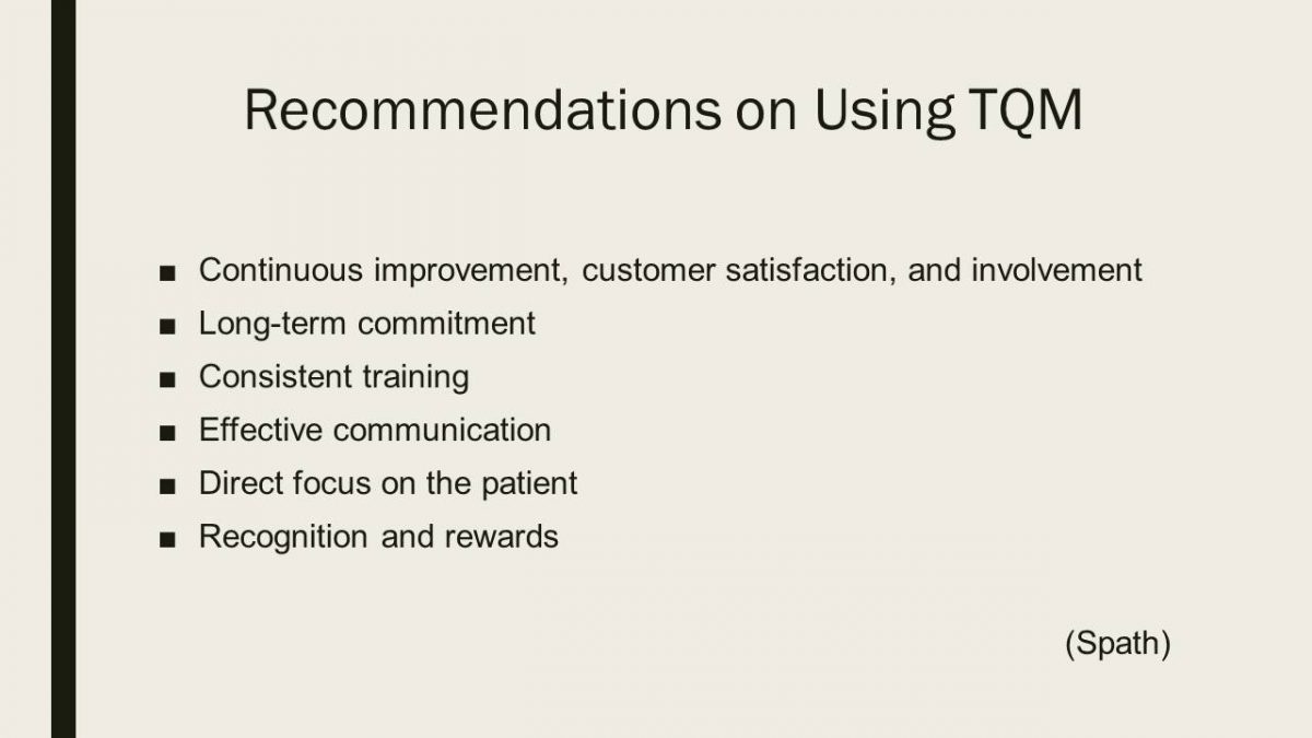 Recommendations on Using TQM