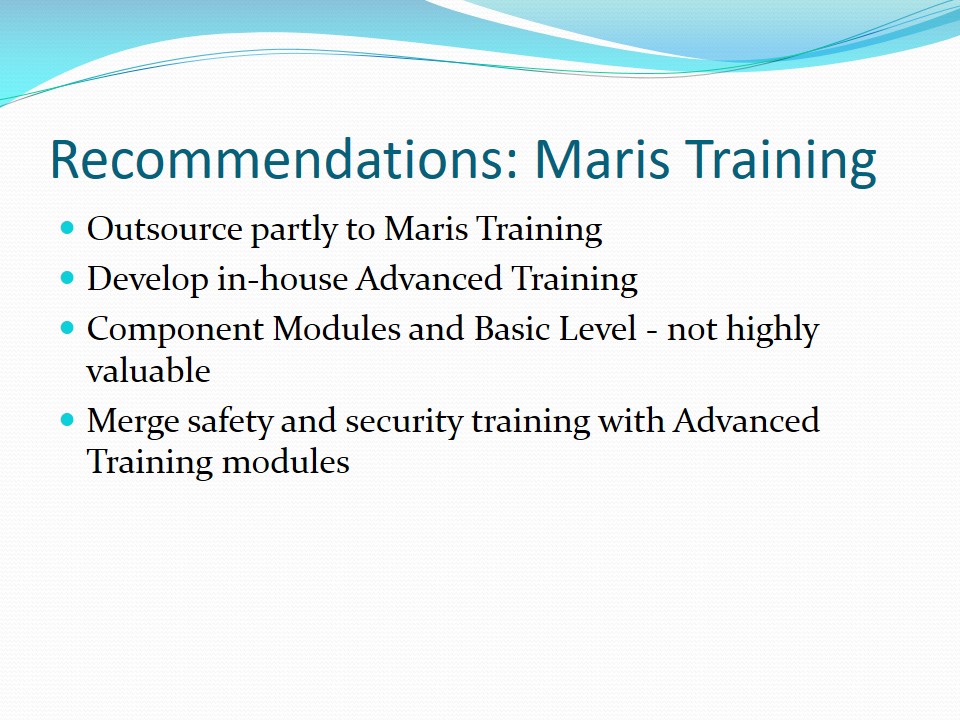 Recommendations: Maris Training