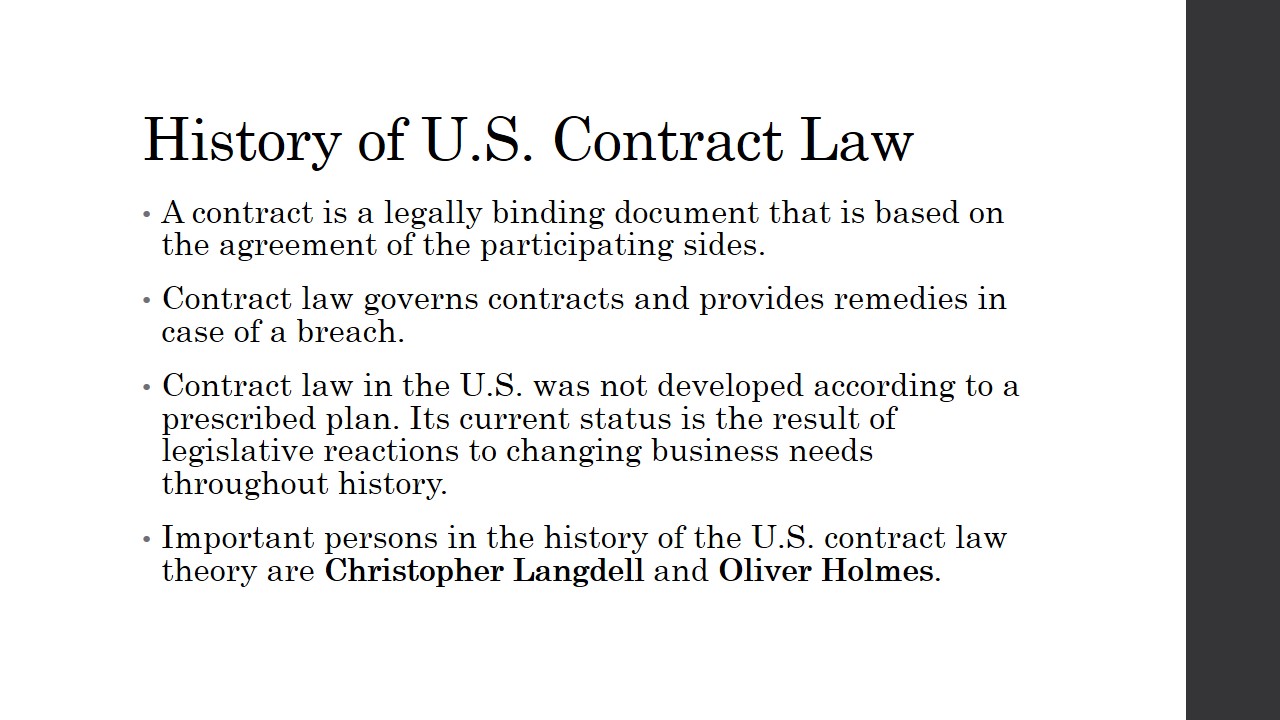 History of U.S. Contract Law