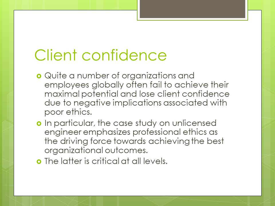 Client confidence